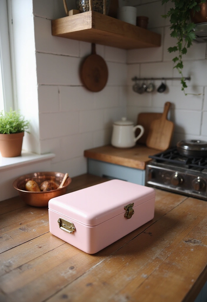 Pink Recipe Boxes Enhanced by Copper Details