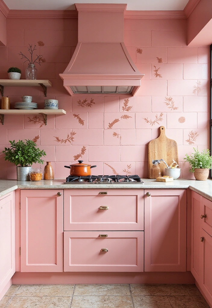 Statement Pink and Copper Accent Wall