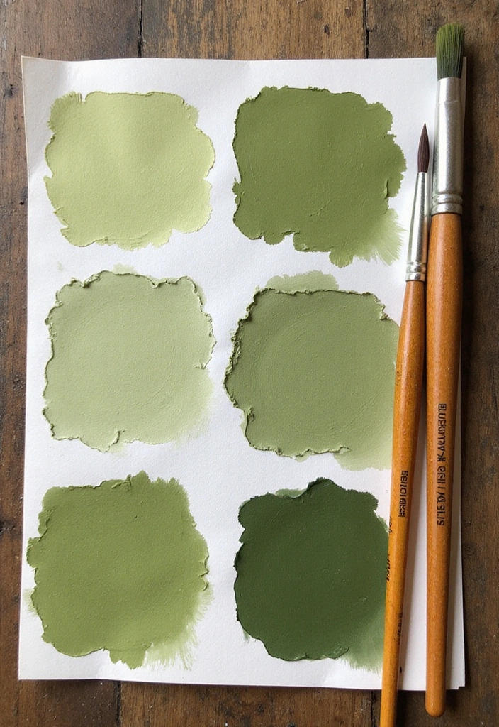 Olive Green Shades for Living Room Accent Wall