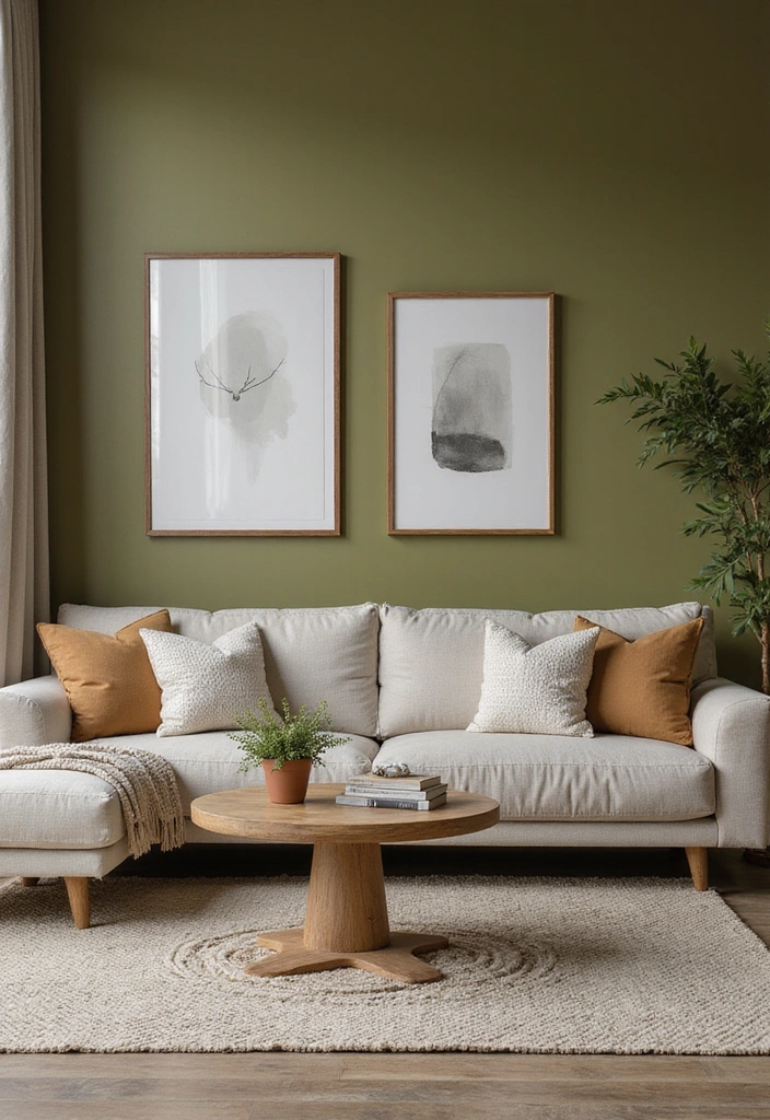 Functional Furniture for Olive Green Accent Wall
