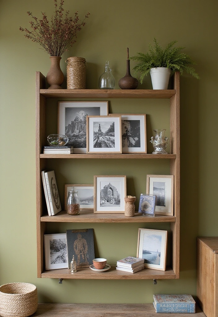 Personalized Touches in Olive Green Living Room