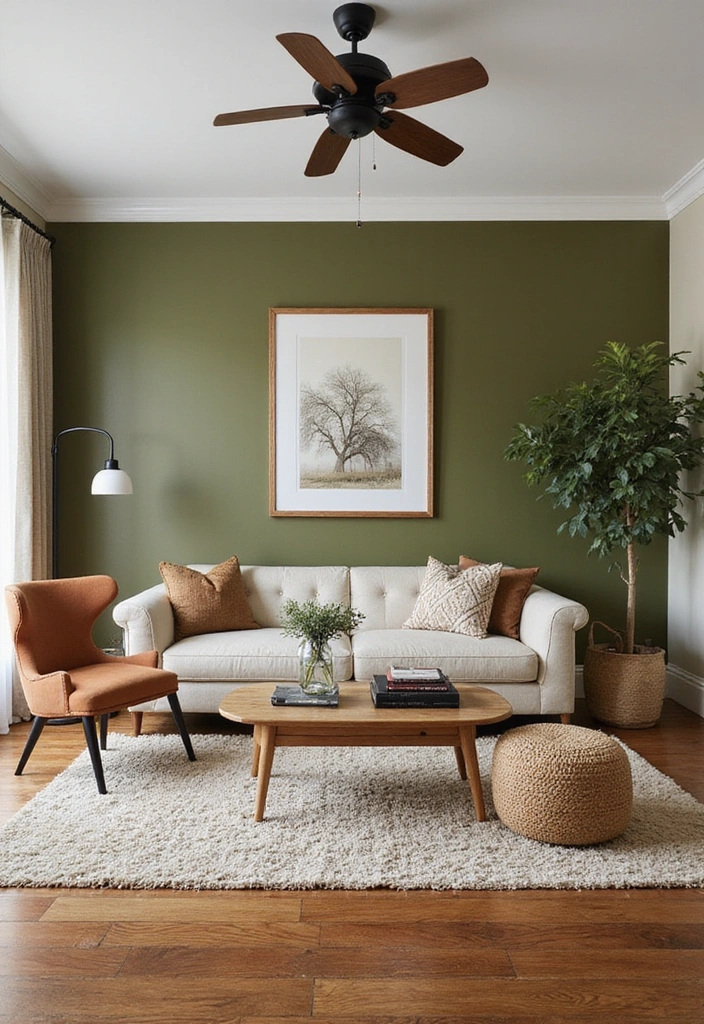 Personal Style in Olive Green Living Room
