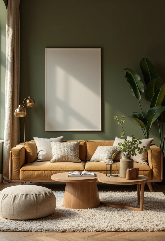 Luxurious Olive Green Living Room