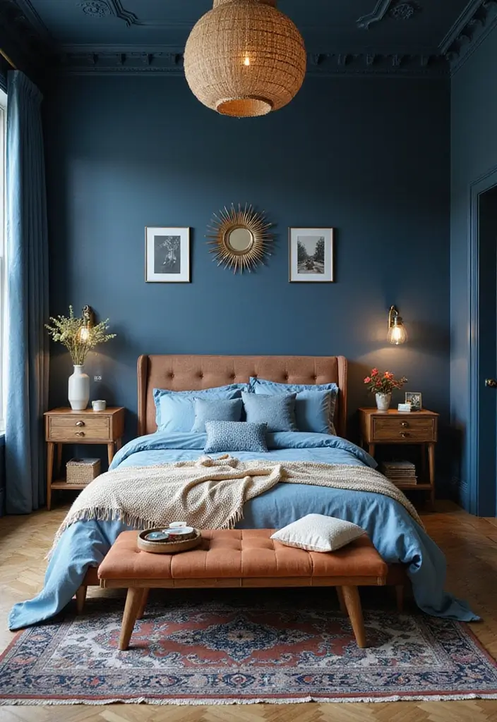 Navy Blue Boho Bedroom Decor Ideas