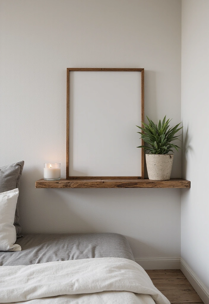 Rustic Wooden Floating Shelf Nightstand