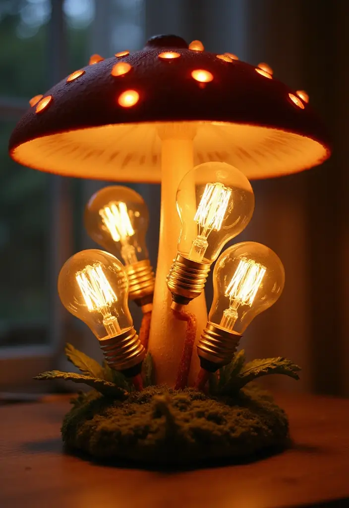 Warm LED bulbs in mushroom lamp