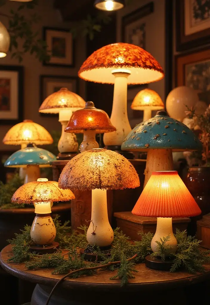 Vintage mushroom lamp adding nostalgic charm