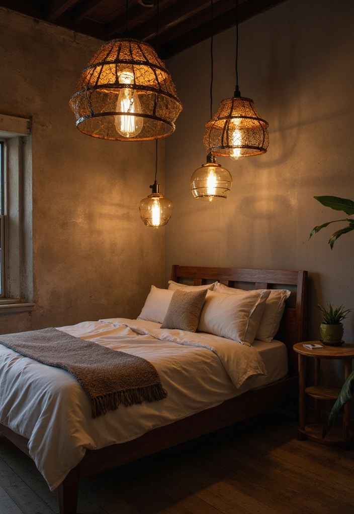 Industrial Lighting Fixtures in Eco-Friendly Bedroom