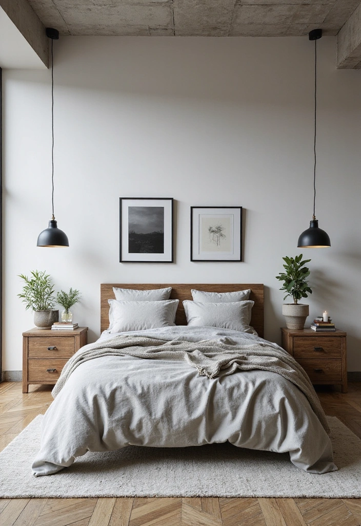 Minimalist Decor in Industrial Bedroom