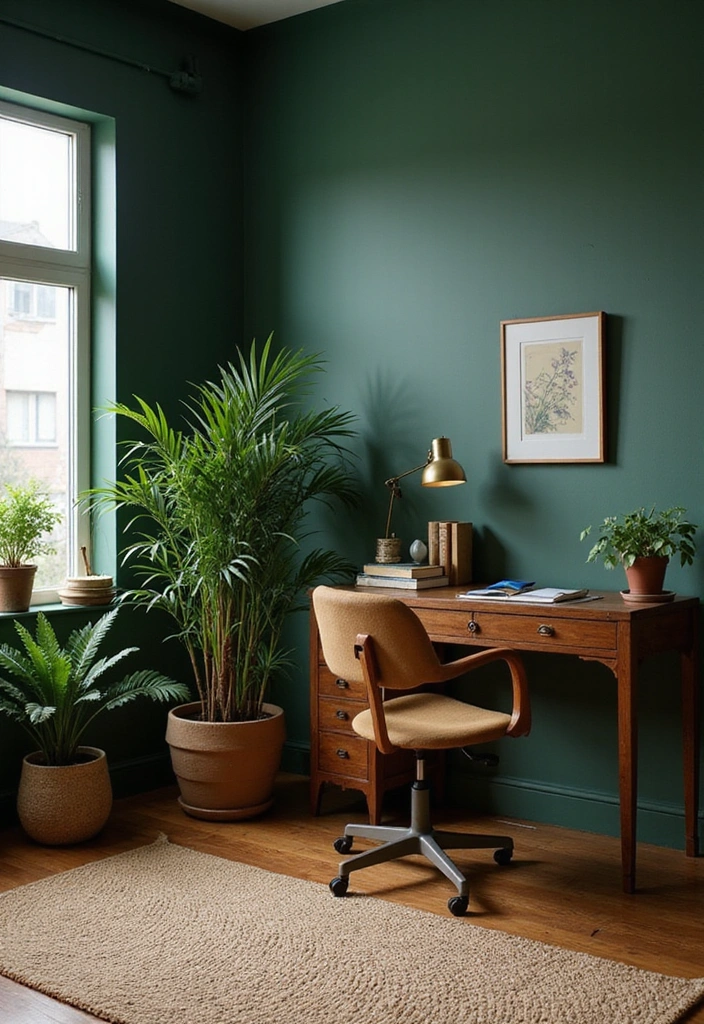 Serene Green Oasis Home Office