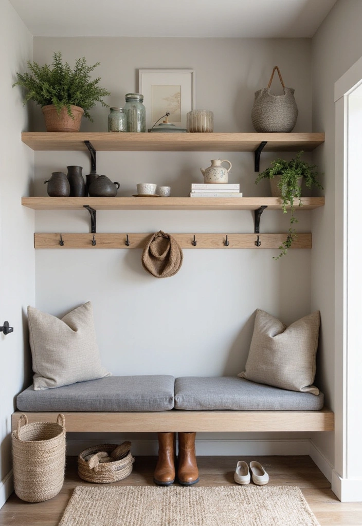Floating Shelves for Mudroom