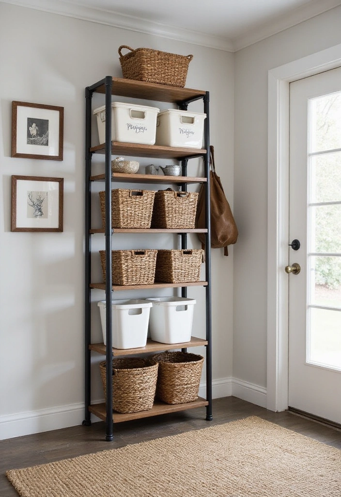 Vertical Storage Racks for Mudroom Organization