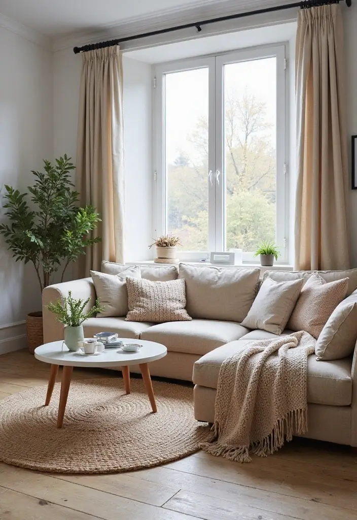 Scandinavian Living Room Warm Textiles