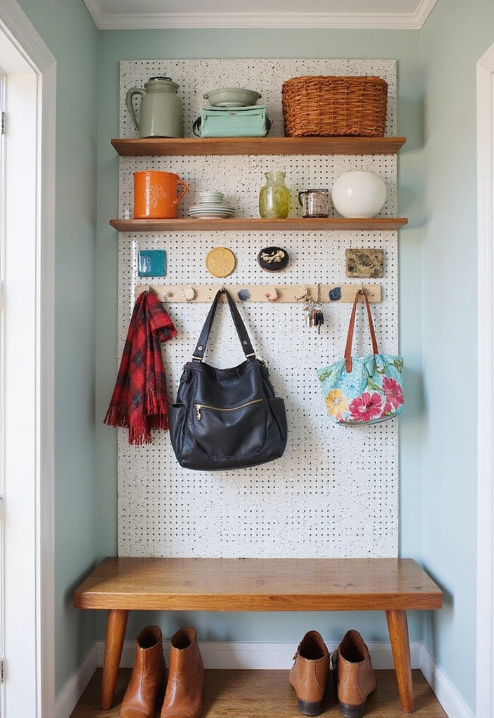 DIY Pegboard Organizer for Mudroom