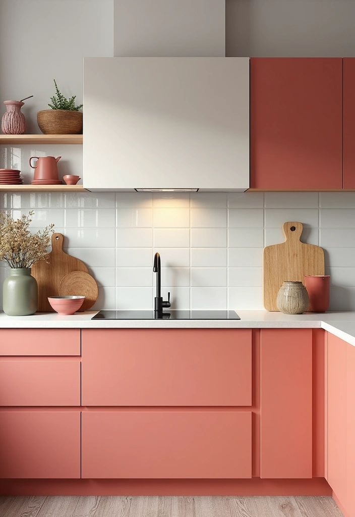 Color Coordination in Coral Kitchen