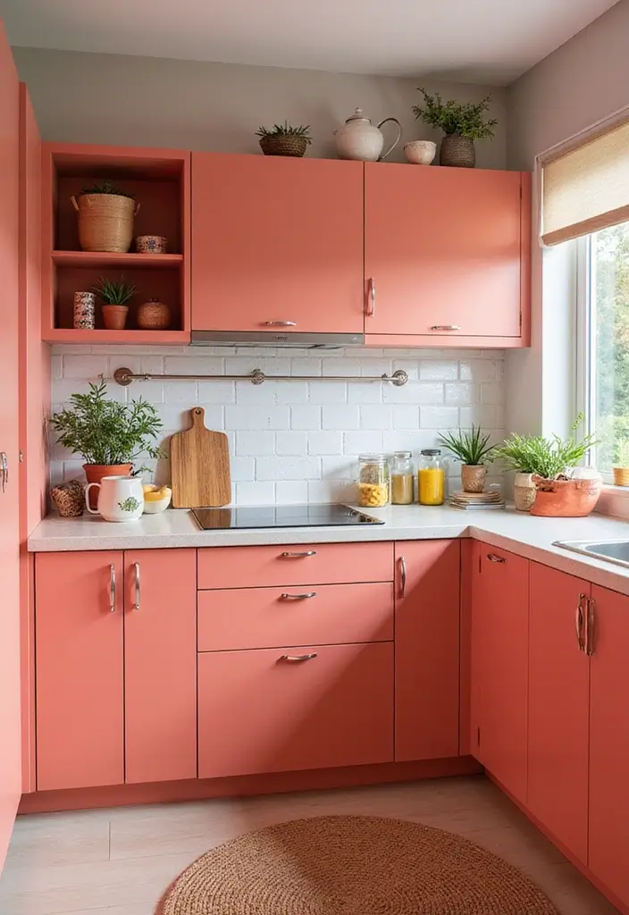 Colorful Accents in Coral Kitchen
