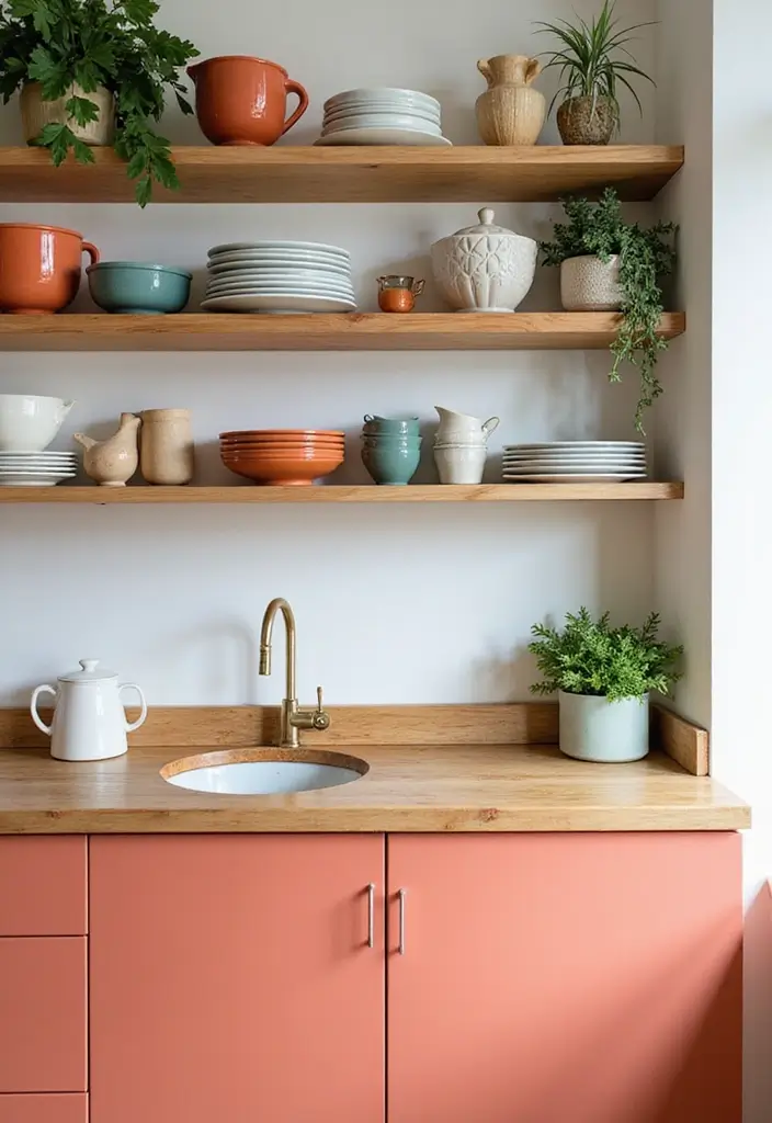 Open Shelving in Coral Kitchen