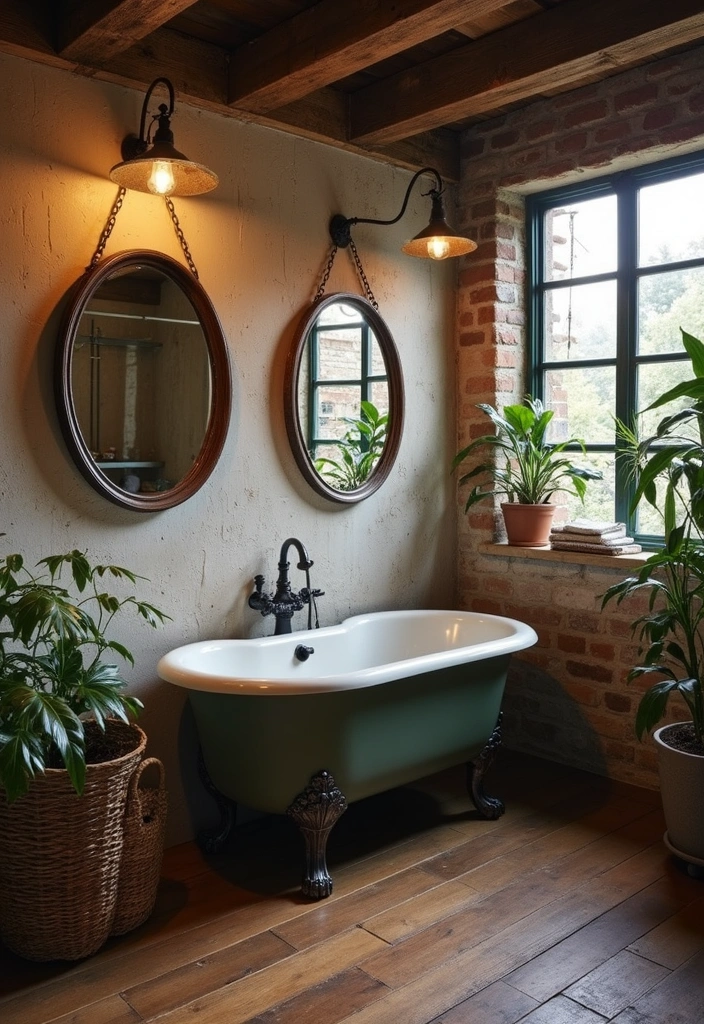 Vintage Elements in Industrial Bathroom