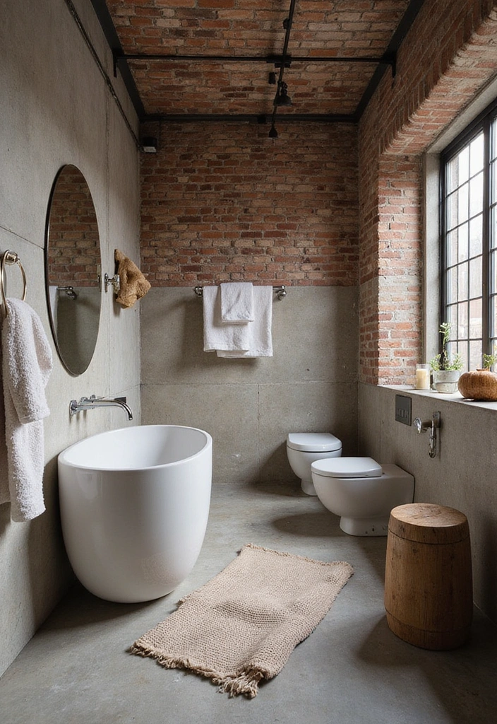 Texture Contrast in Industrial Bathroom
