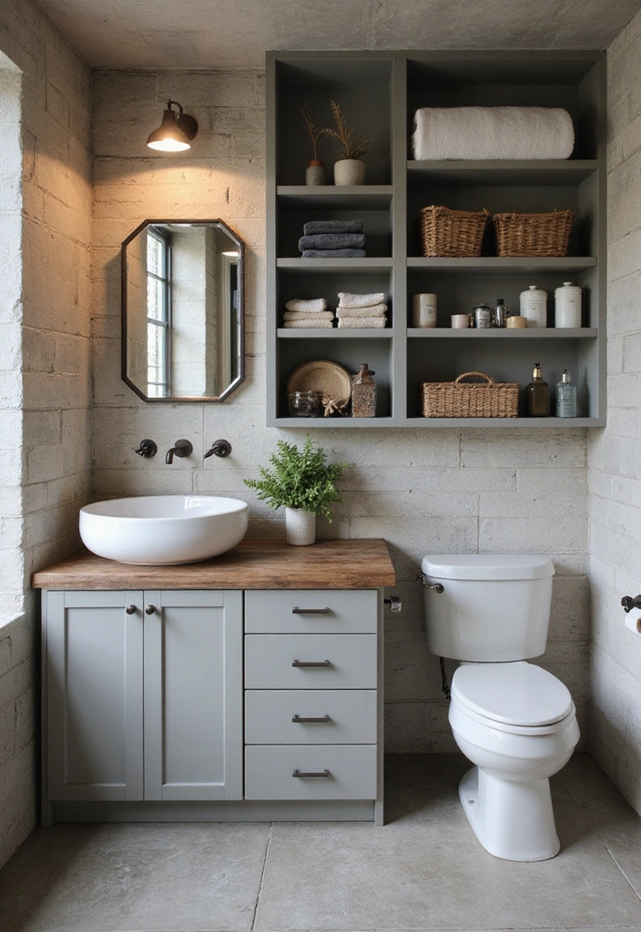 Custom Storage in Industrial Bathroom