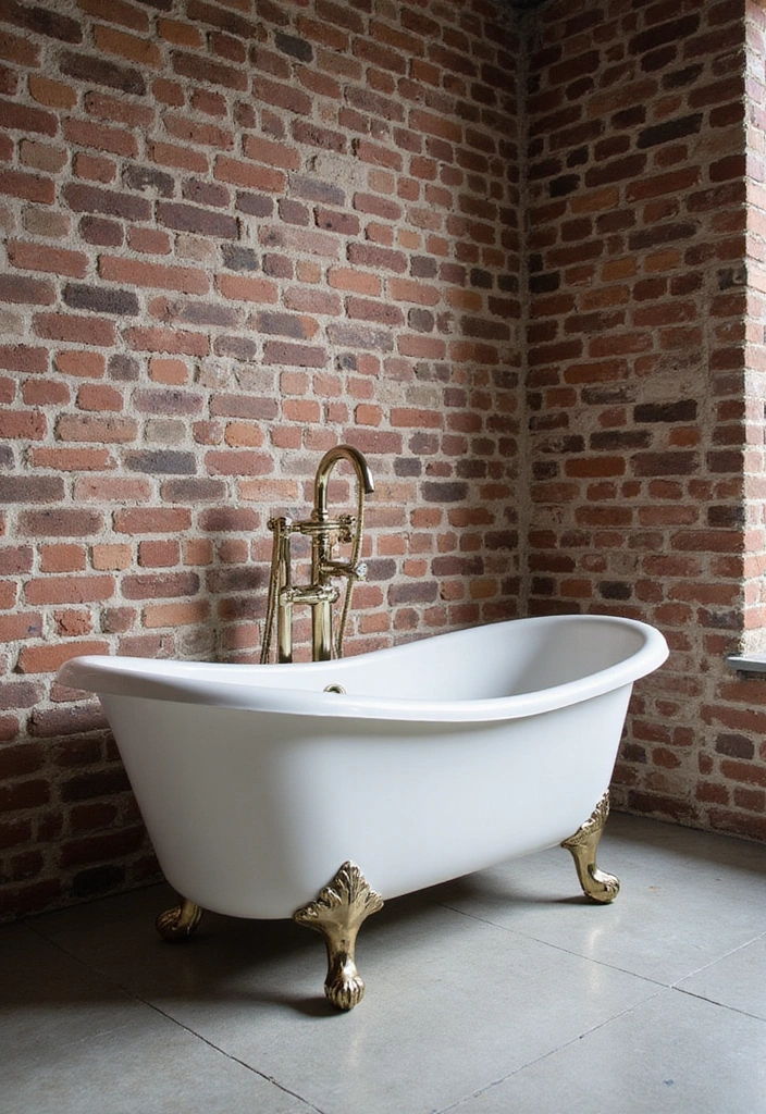 Freestanding Tub in Industrial Bathroom