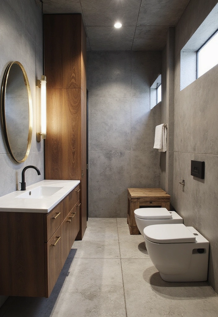Multi-functional Furniture in Industrial Bathroom