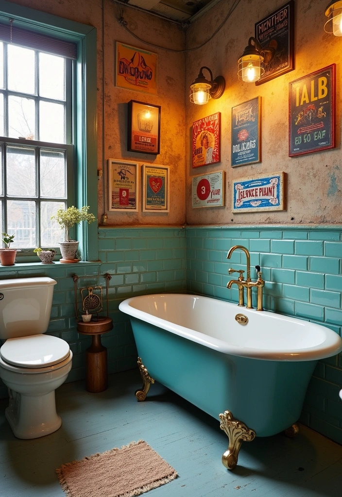 Art and Decor in Industrial Bathroom