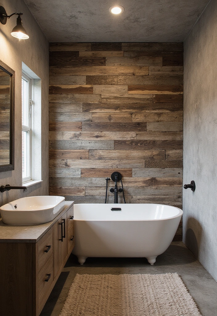 Textured Walls in Industrial Bathroom