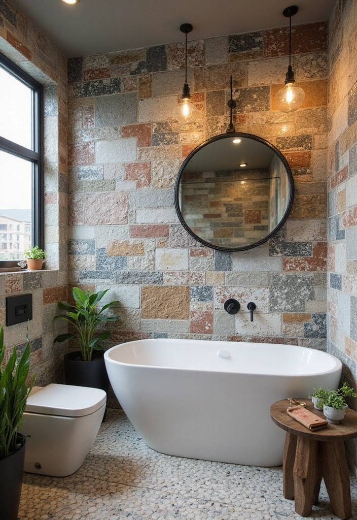 Unique Tiles in Industrial Bathroom