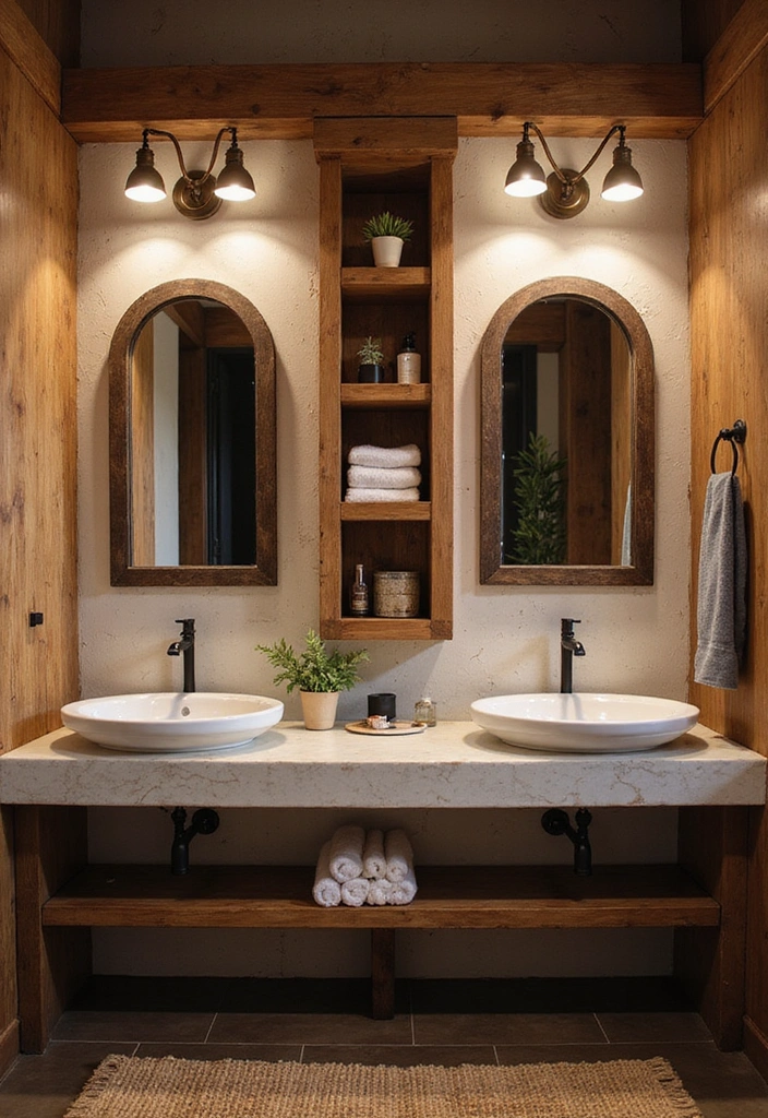Wood Accents in Industrial Bathroom