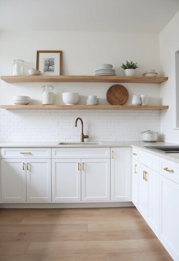Modern Minimalist L-Shaped Kitchen with White Shaker Cabinets and Subway Tile Backsplash