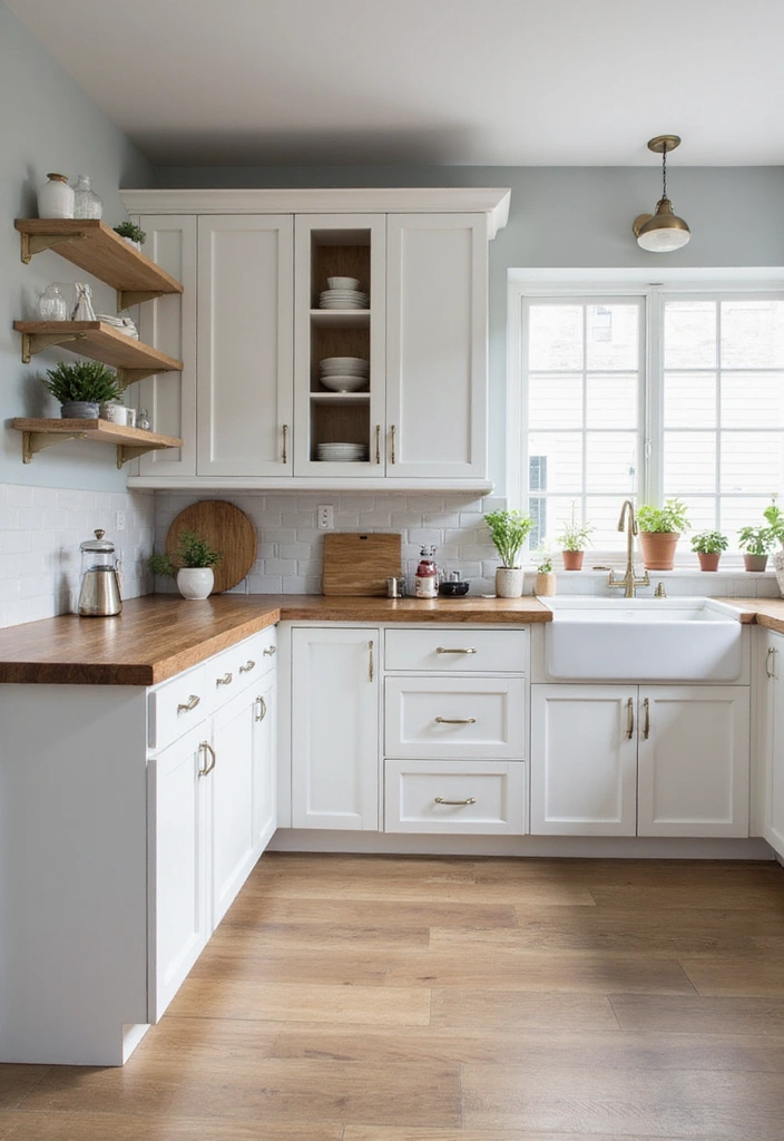 Smart and Functional L-Shaped Kitchen with White Shaker Cabinets