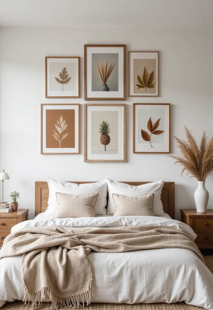 Warm-Toned Artwork in Bedroom