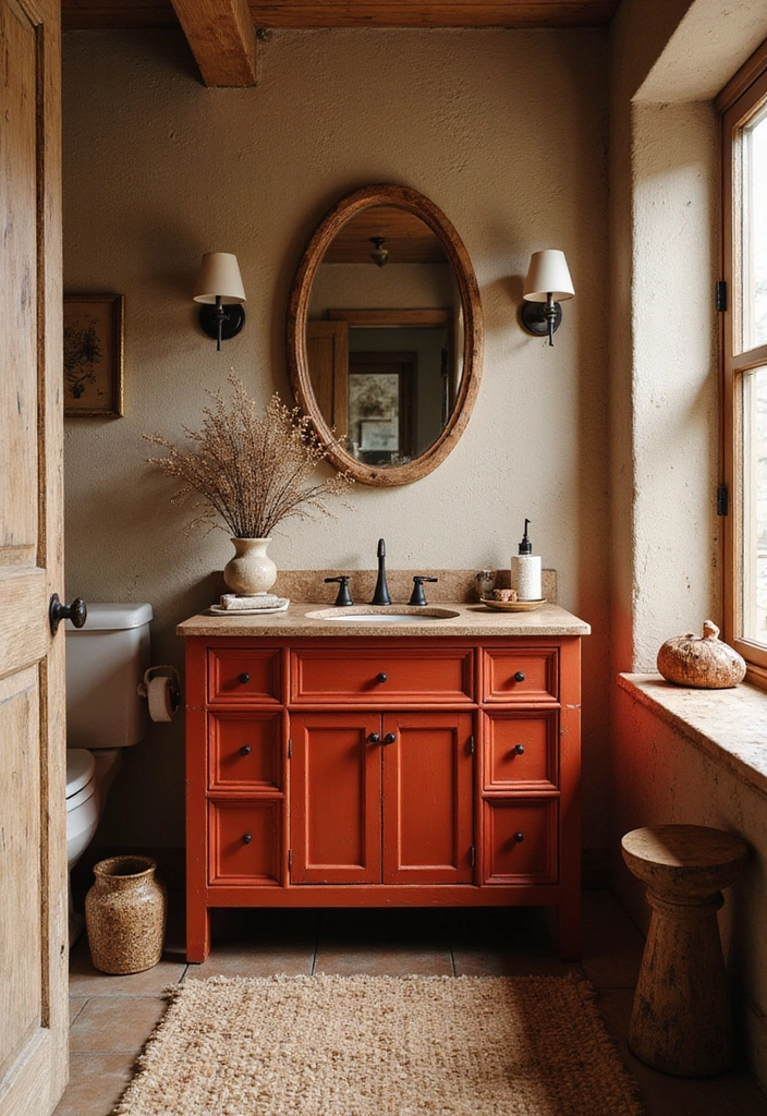 Earthy Tones in Rustic Bathroom