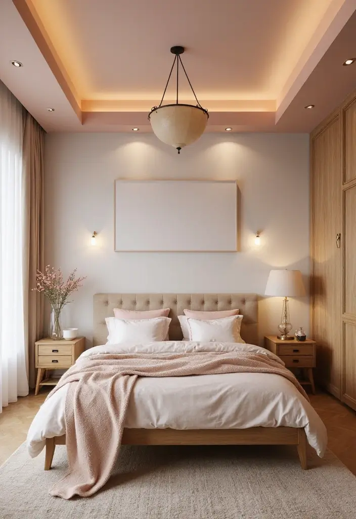 Blush Lights with Natural Wood Accents