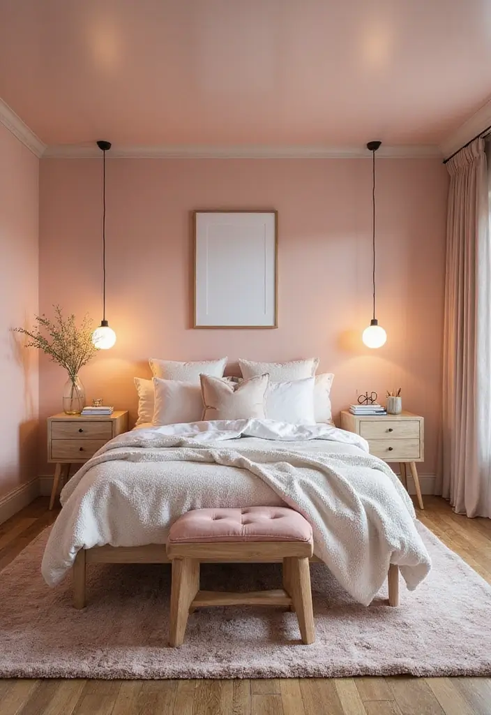 Blush Lights with Lush Potted Plants