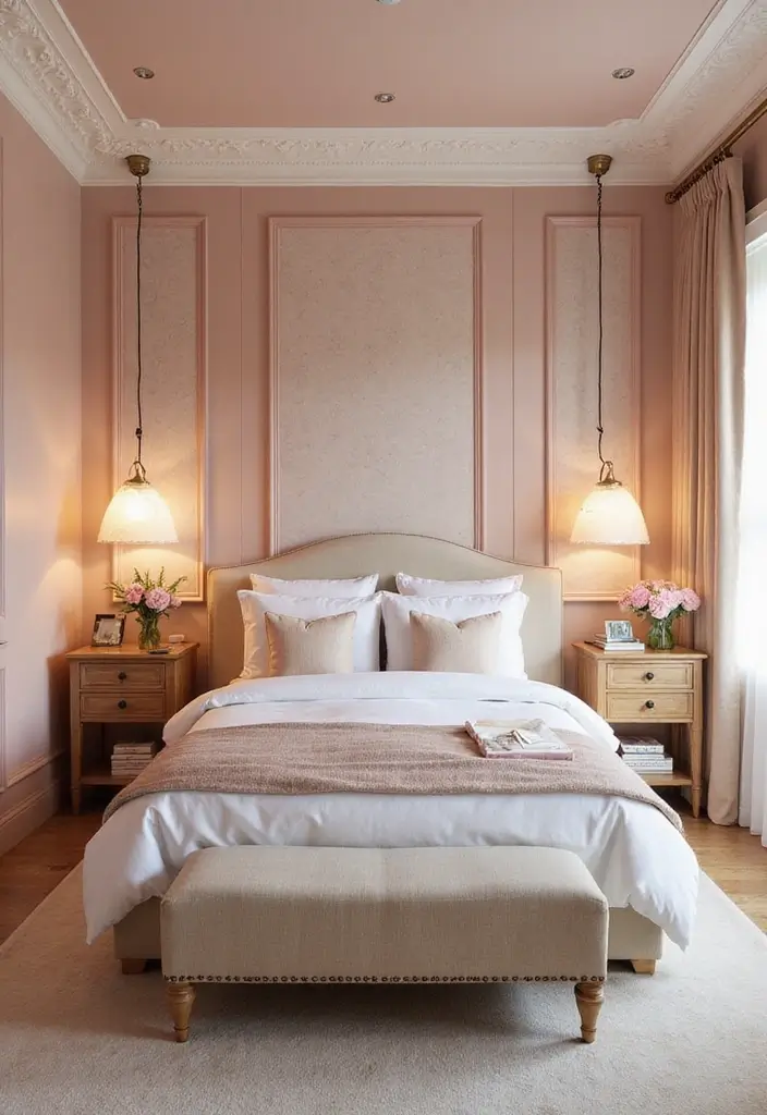 Blush Lights Accentuating Textured Walls