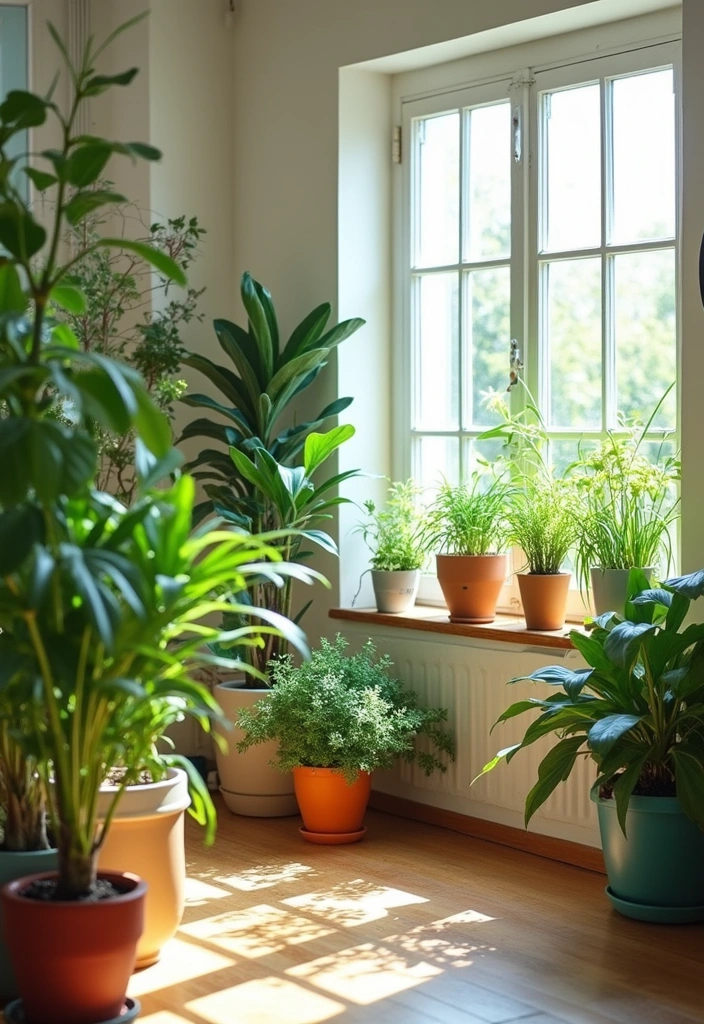 Lush Greenery with Colorful Containers