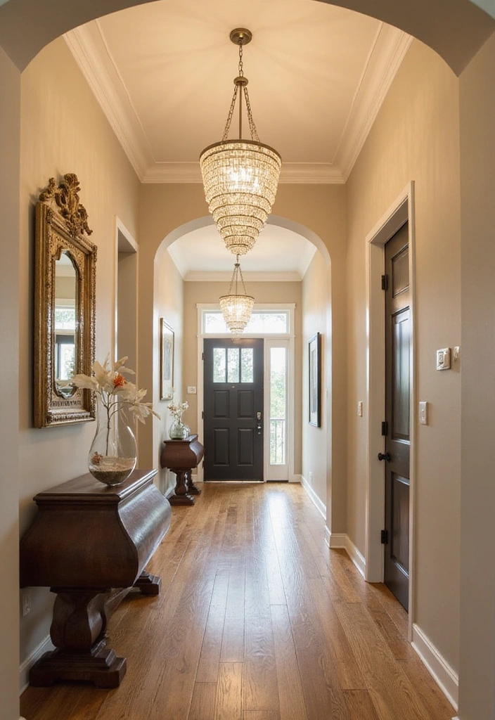 Statement Lighting in Mid-Size Entryway