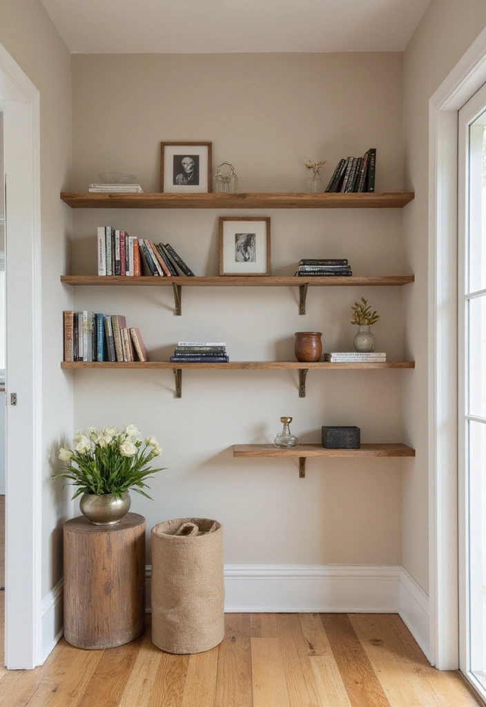 Wall-mounted Shelves in Entryway
