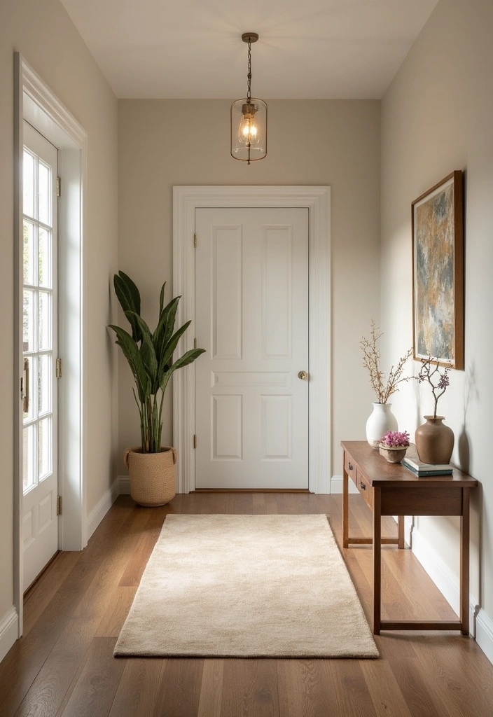 Stylish Mid-Size Entryway with Medium Wood Floors and Beige Tones