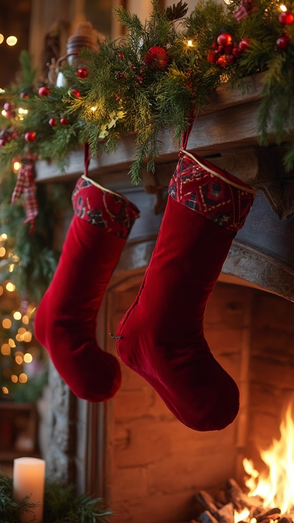 Traditional red and green Christmas decorations