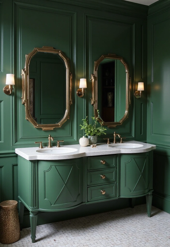 Art Deco Luxe Dark Green Bathroom