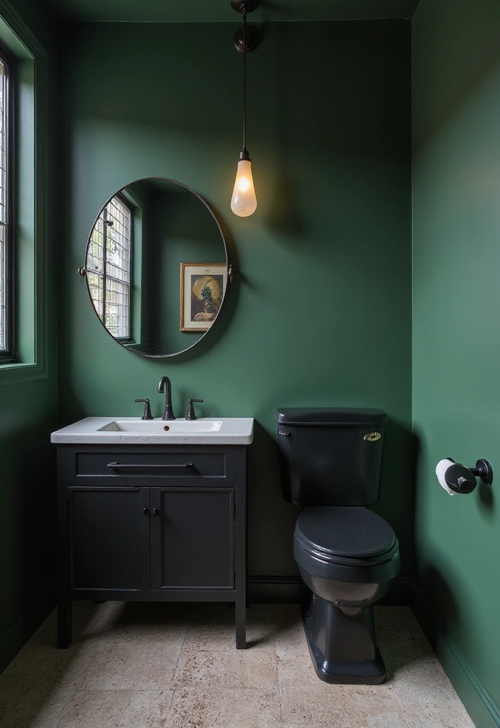 Striking Black and Green Bathroom