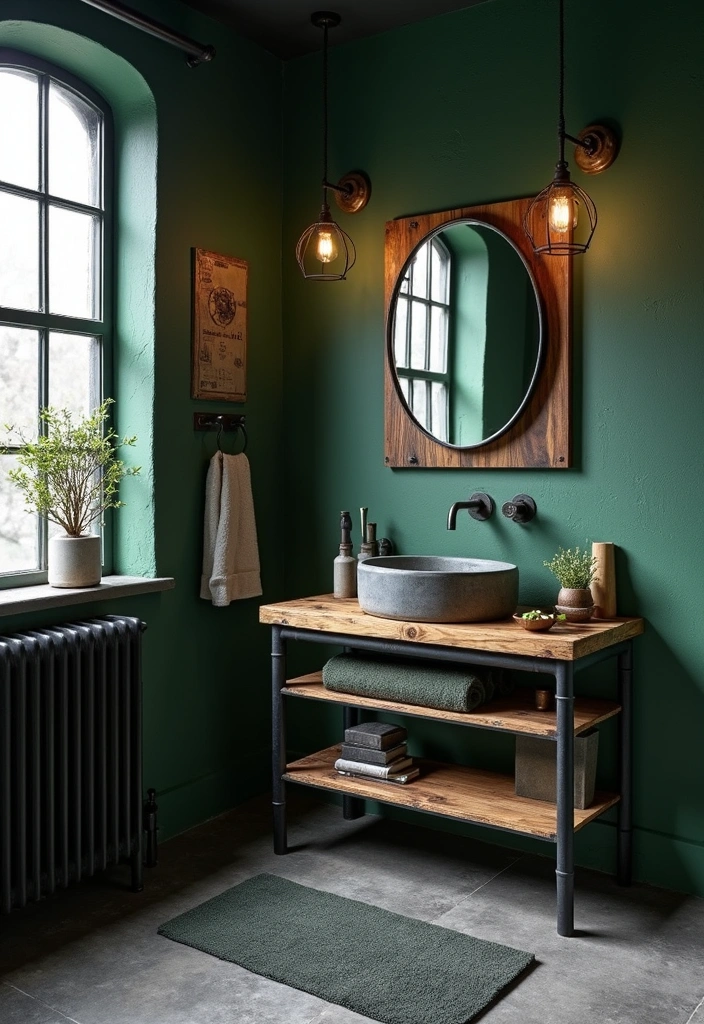 Industrial Dark Green Bathroom