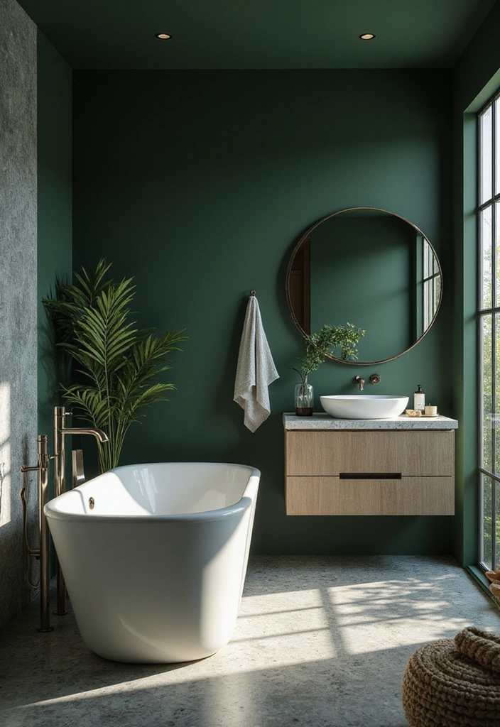 Spa-Inspired Dark Green Bathroom
