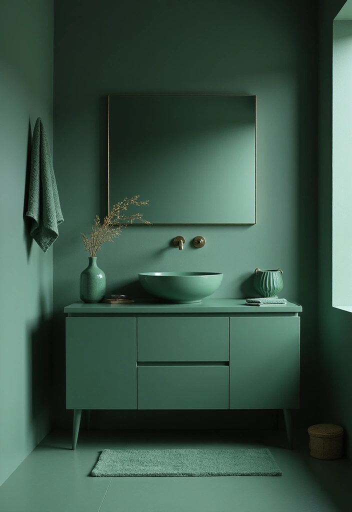 Monochrome Dark Green Bathroom