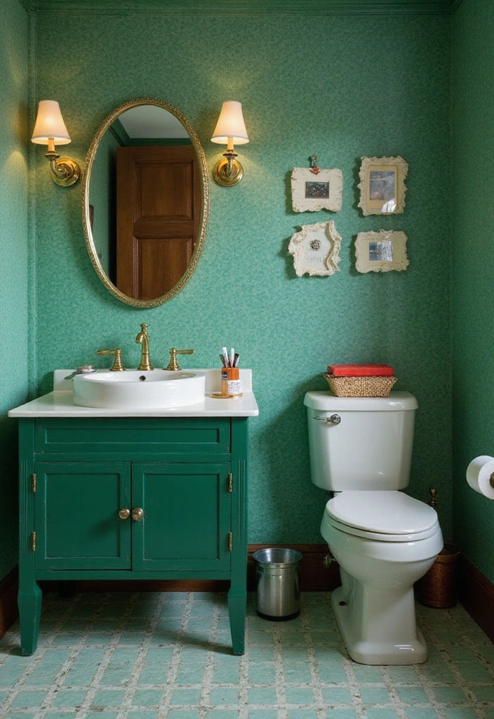Retro Dark Green Bathroom