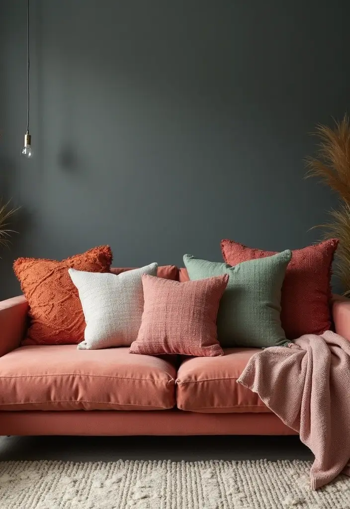 Textured Throw Pillows in Blush, Rust, or Sage