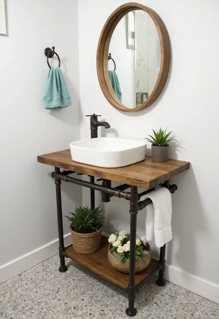 DIY Pipe and Wood Vanity